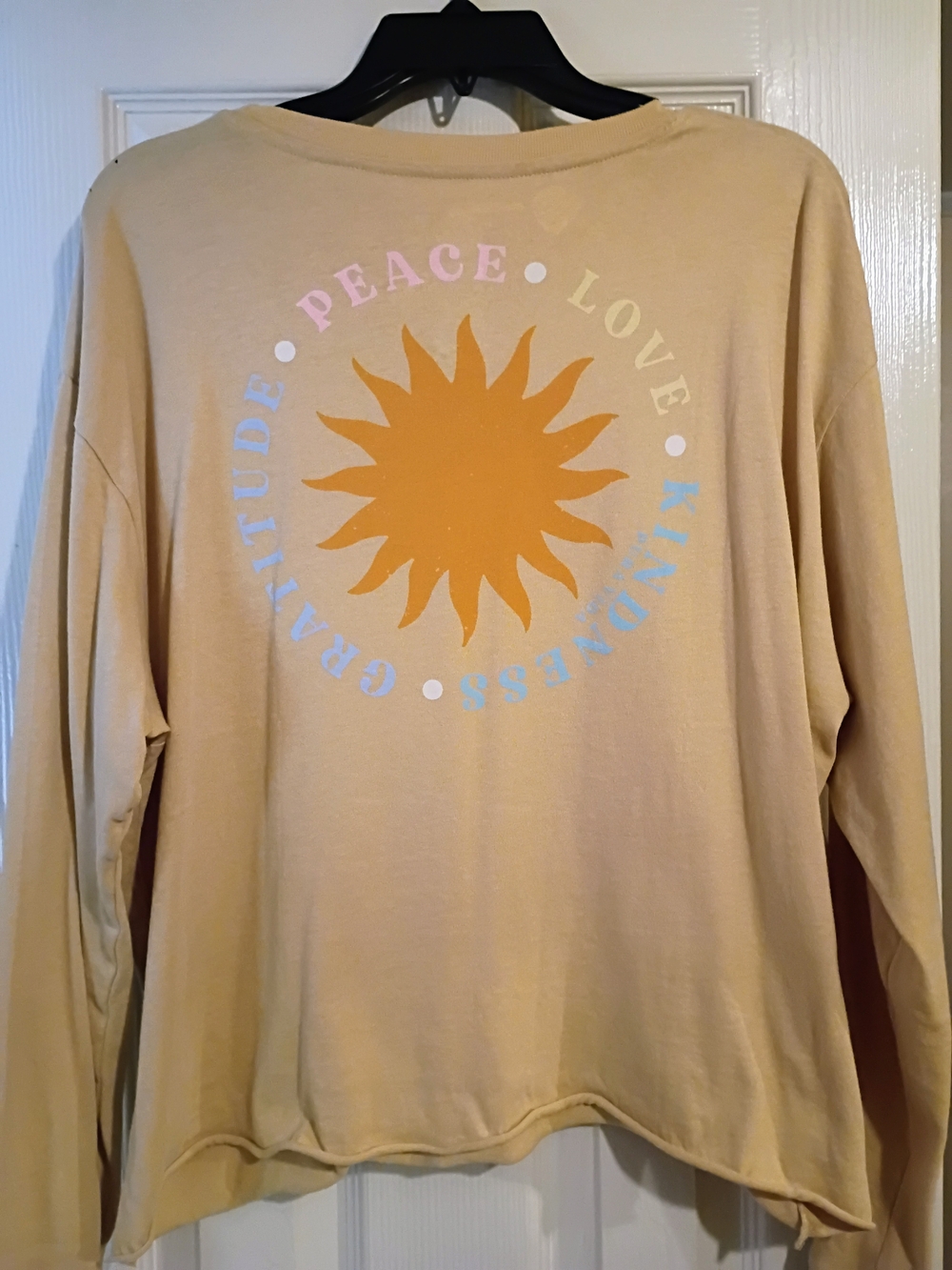 Ladies Long-Sleeve Sun Graphic Top - Beige